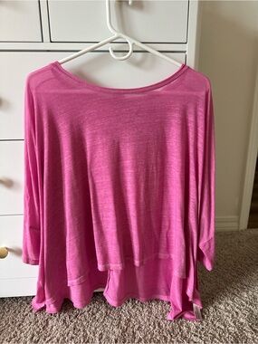 Free People Movement Pink Relaxed Boatneck Top